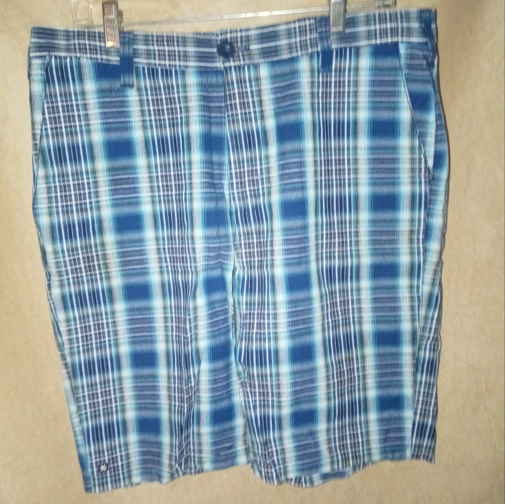 Micros Mens Shorts Blue & White Plaid